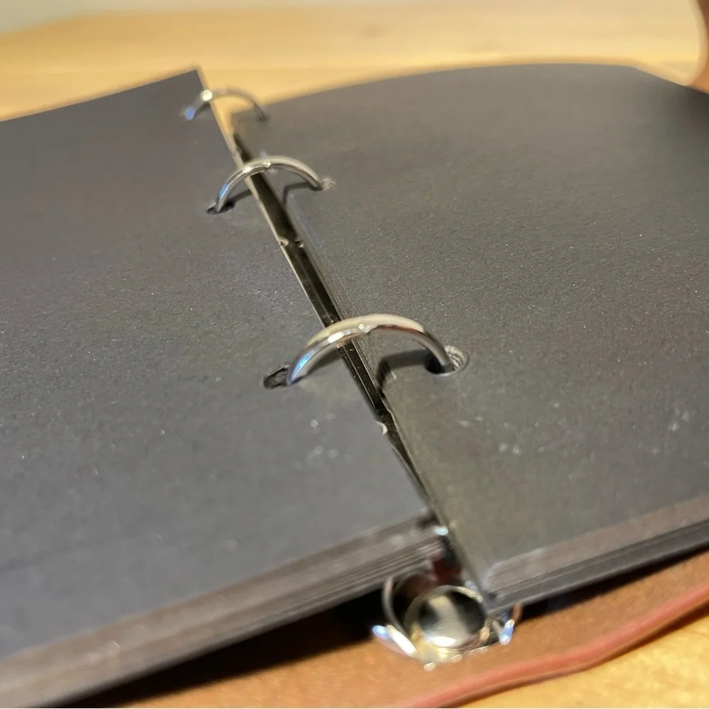No Brand Travel Notebook/binder with blank black pages 3 rings